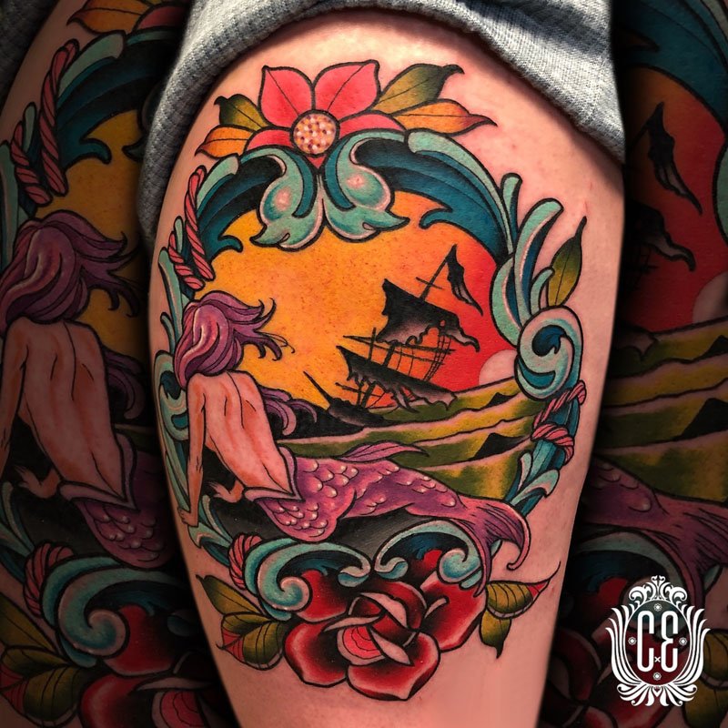 Neotraditional tattoo by Chris X Edge