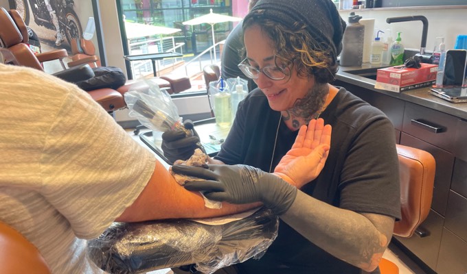 Jessica Cicada tattooing at H&H Orlando